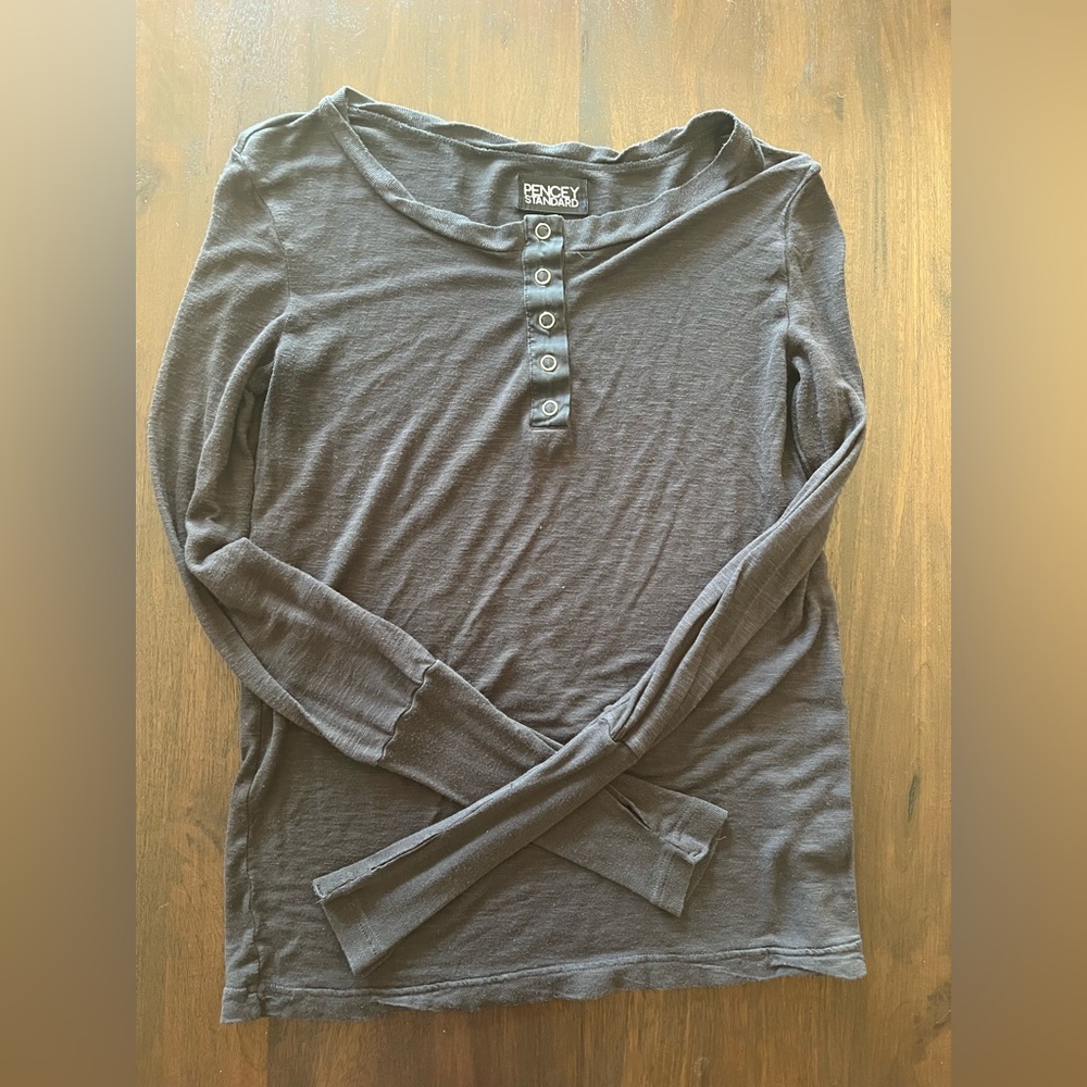Pencey Standard Charcoal Sill/Rayon Buttoned Top
